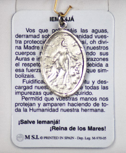 Colgante medalla Yemanja con oración