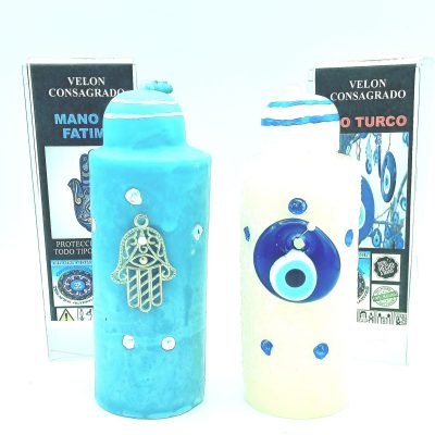 velón mano de fatima y ojo turco