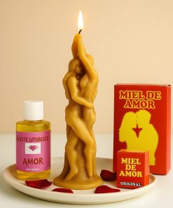 Ritual para recuperar el amor con velón Pareja Entrelazada de Miel encendido, pétalos y complementos – El Cel Crisol
